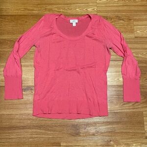 Ann Taylor LOFT Lightweight Linen Blend Pullover Sweater in Pink, Size Large